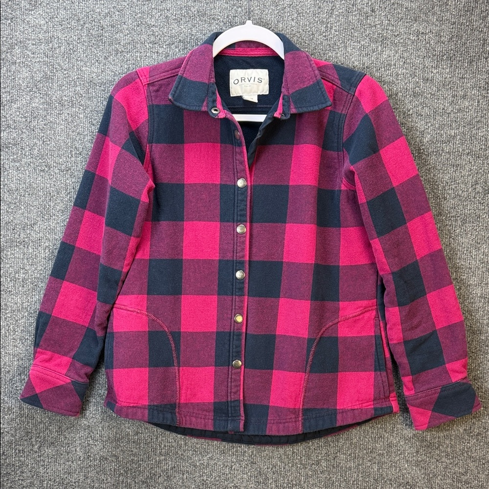 Orvis Women's Fleece-Lined Buffalo Plaid Flannel Snap Shirt Jacket Small